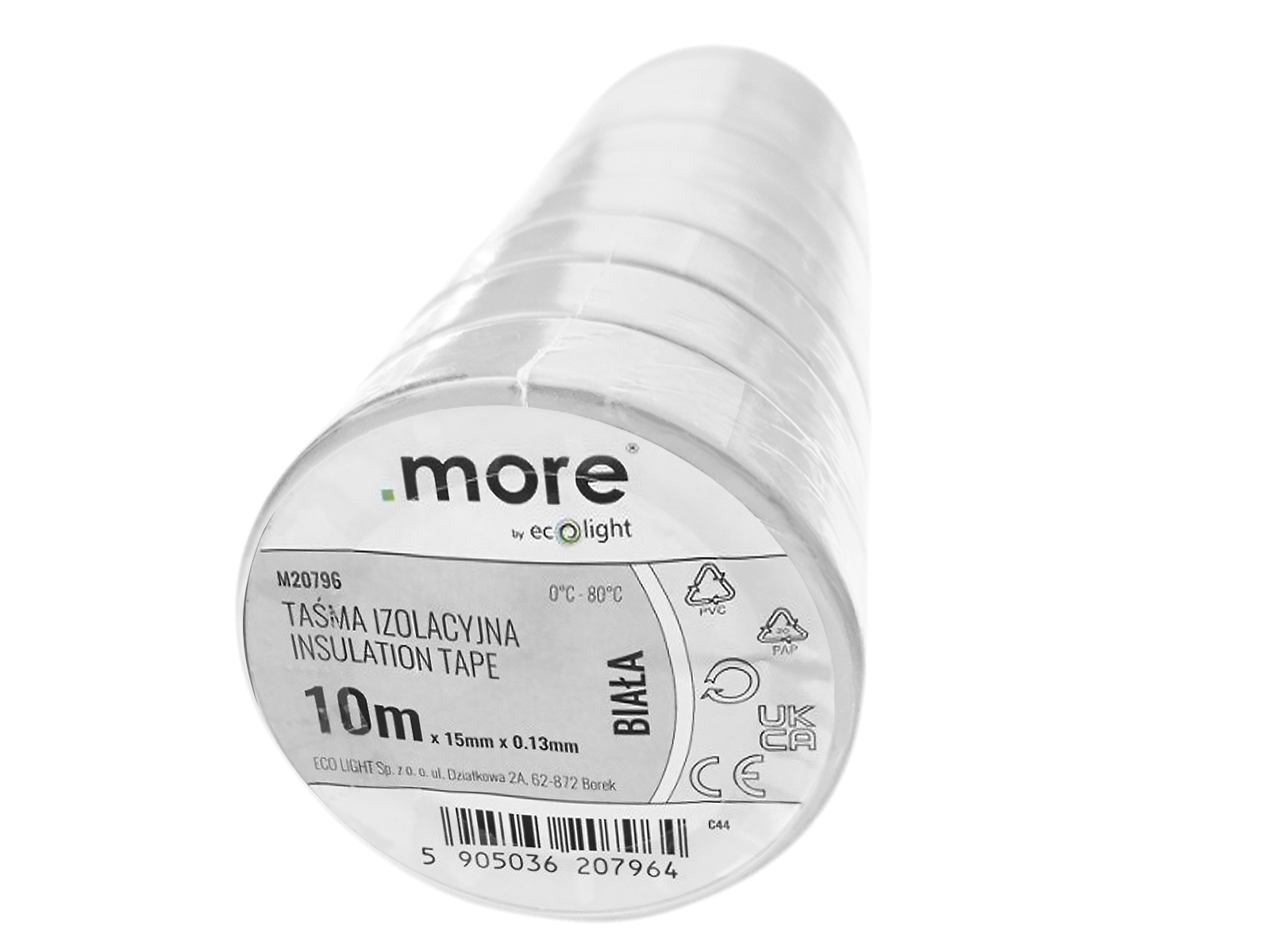 10x Taśma izolacyjna 15mm x 0,13mm Biała 10m 1szt.